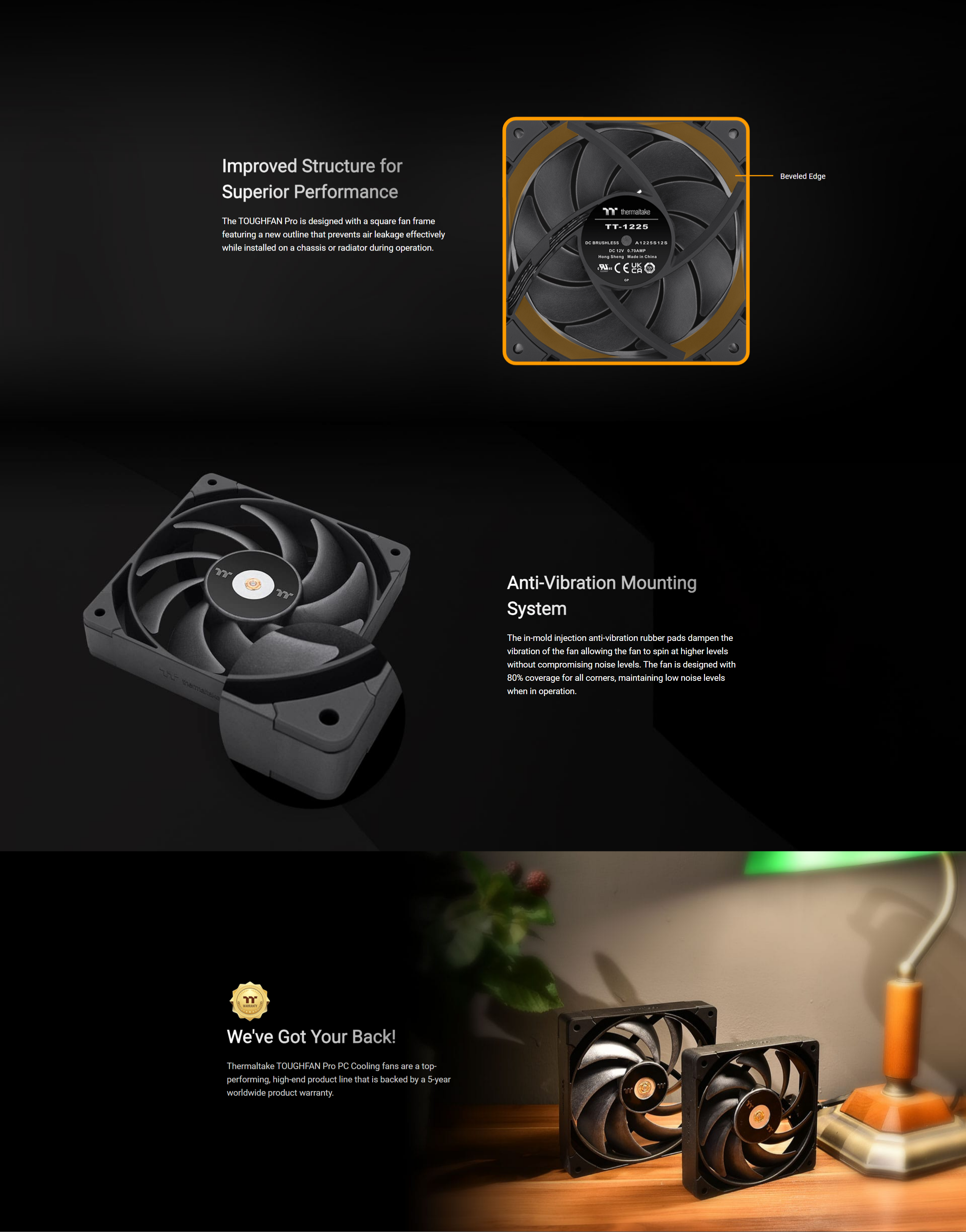 A large marketing image providing additional information about the product Thermaltake Toughfan 12 Pro - 120mm PWM Radiator Fan - Additional alt info not provided